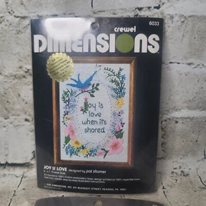 Dimensions Crewel 6033 Joy Is Love 5 x 7 Pat Zitomer Opened and Unused - Picture 1 of 3