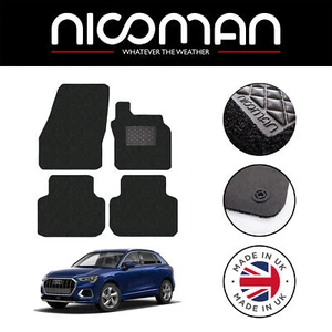 Juego de alfombrillas negras ajustables de lujo originales para Audi Q3 2018-presente - Imagen 1 de 8
