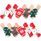  125 Pcs Christmas Decorations Snowflake Wooden Clothespins Cartoon