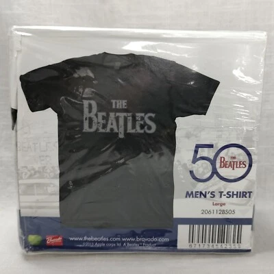 THE BEATLES 50 Classic Logo Men's T-Shirt Black Size L Bravado Apple  - Image 1 of 4