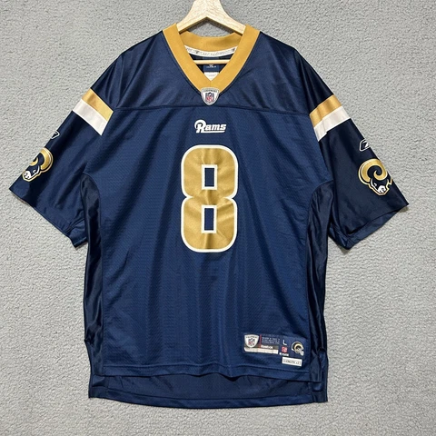 St. Louis Rams #8 Sam Bradford Reebok On Field Jersey Men's Large Blue NFL Cover