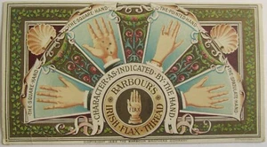 Original Vintage 1893 Barbour's Irish Flax Thread Trade Card w Different Hands - Picture 1 of 2