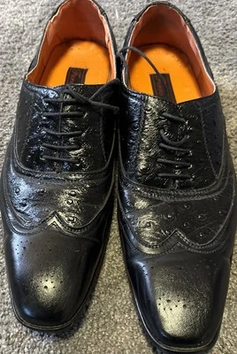 Ferro Aldo Dress Shoes Mens 11 Cap Toe Black Lace Up Leather - Image 1 of 4