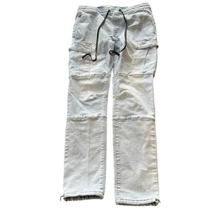 Pacsun Light Wash Pull On Elastic Waist Denim Cargo Joggers Size M - Picture 1 of 12