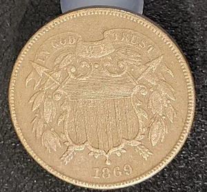 1869 2 Two Cent Piece Nice Mid Grade Coin - Picture 1 of 2