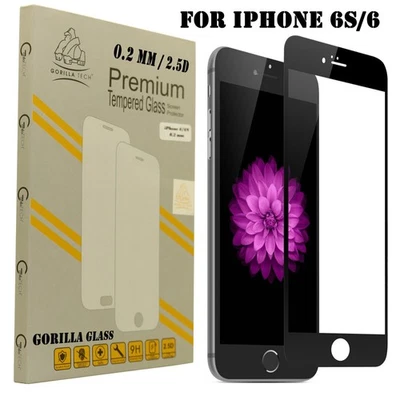 For iPhone 6 Full Edged Tempered Glass Screen Protector Protection Black - Image 1 of 4