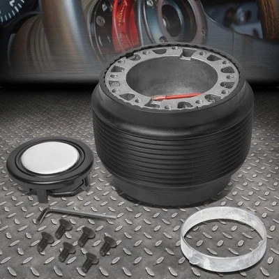 FOR 84-89 HONDA ACCORD/CIVIC/CRX 6 HOLE STEERING WHEEL HUB ADAPTOR+HORN BUTTON - Image 1 of 4