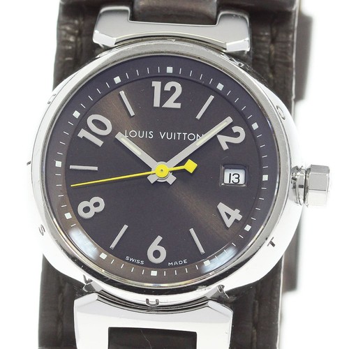 LOUIS VUITTON（LV） Orologio Louis Vuitton Tambour Data Quarzo Donna Marrone SS Pelle 28mm Nuovo