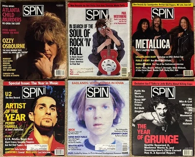 6 Spin Magazines Ozzy Osbourne Sept 1986 Metallica Oct 1991 Year in Grunge 1992 - Image 1 of 2