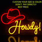 Custom Neon Sign Howdy Hat LED Night Light Beer BAR KTV  Club Shop Wall Decor