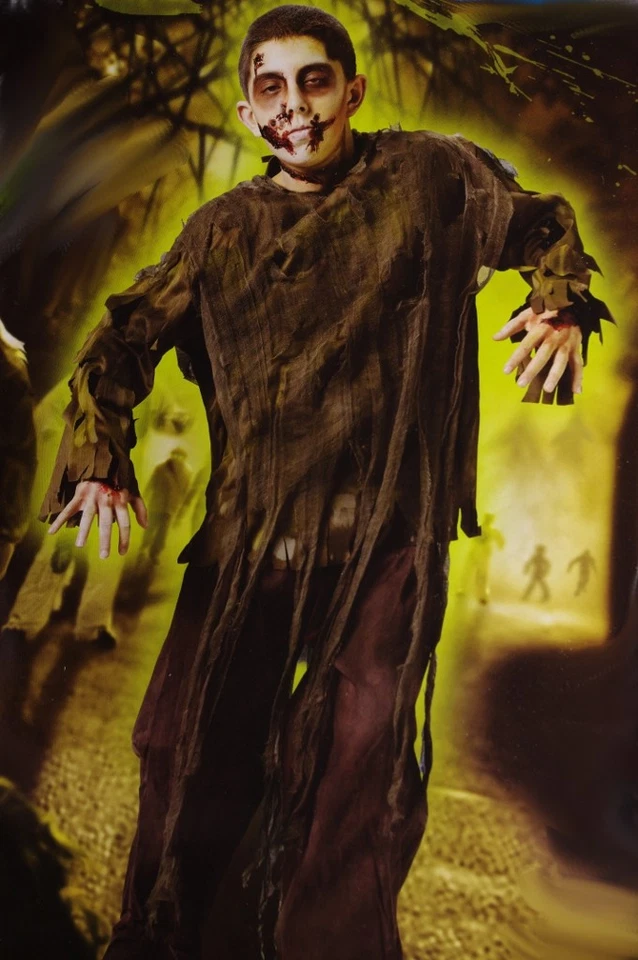 Niños Muertos Caminando Oscuro Andrajoso ZOMBIE Halloween Purim Disfraz Med Pequeño 8 6 NUEVO Foto 1 de 1