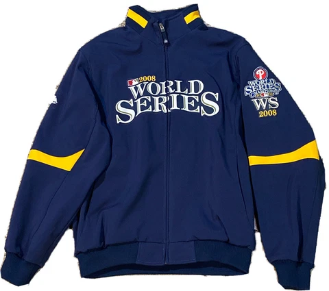 2008 MLB World Series Majestic Therma Base Dugout Full Zip Jacket Phillies Rays Cover