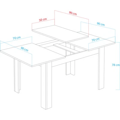 Tavolo da Pranzo Allungabile Estensibile 90x140 fino a 190 cm Bianco Frassinato - Immagine 1 di 4