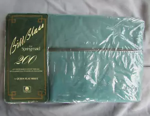 Bill Blass Solids by Springmaid Queen Flat Sheet 200 TC Emerald Green New Vtg. - Picture 1 of 5