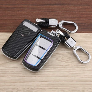 For VOLKSWAGEN Passat CC Carbon Fiber Case Keychain Fob Cover Shell Bag Holder - Picture 1 of 9