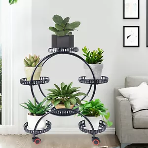 Garden 4 Tier 6 Potted Metal Plant Stand Flower Rack Display Shelf Pot Holder - Picture 1 of 10