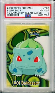 PSA 8 NEAR MINT-MINT Pokemon Bulbasaur Topps Clear Card PC2 2000 TV Animation - Picture 1 of 2