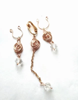 VCH Klitoris Clip und Brustwarzenringe oder Schlingen klare Kristalle Intimschmuck Set UK - Bild 1 von 4