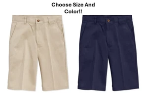 Nautica Big Boys Navy Or Khaki School Uniform Shorts Choose Regular Or Husky NWT - Picture 1 of 6