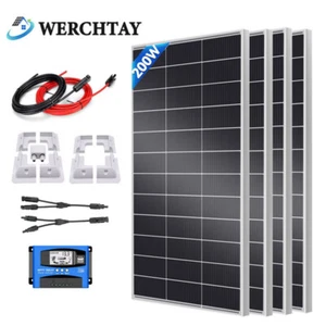 100W 200W 400W 12V Solar Panel Kit with Mounting Brackets Caravan RV Camper Van - Picture 1 of 34