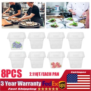 8*1/6 Size Food Pans With Lids Clear Food Pan Commercial Food Storage Containers - Picture 1 of 12