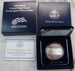 2007-P Little Rock Desegregation Proof Silver Dollar Commemorative $1 US Mint - Picture 1 of 5