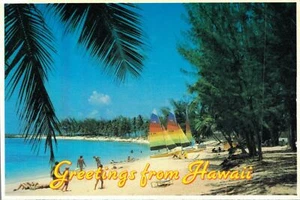 Greetings From Hawaii Beach Vintage Chrome Postcard BS.05 - Picture 1 of 2