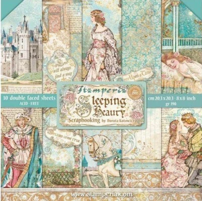 Stamperia - SLEEPING BEAUTY - 8" X 8" Double Sided Paper Pad - 10 SHEETS - Image 1 of 4