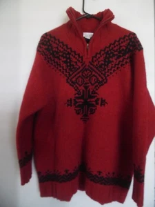 VTG Moda Intl Wool Big Chunky Knit 1/2 Zip Sweater Sz L - Picture 1 of 3