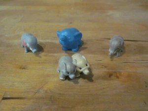 Vintage Elephant Miniatures Made in Hong Kong & Other Lot 6 Plastic PVC Rubber - Picture 1 of 8