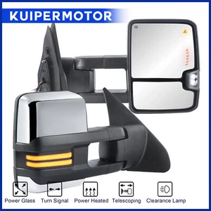 2 espejos retrovisores de remolque térmicos plegables eléctricos cromados para Toyota Sequoia 07-21 Tundra 2008-17 - Imagen 1 de 16