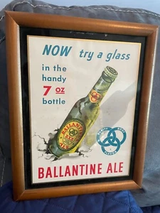 vintage framed Ballantine Ale sign 7oz bottle advertising beer 12"x9" - Picture 1 of 5