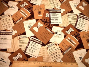Dog Fabric By Yard CLEARANCE Puppy Dog Hotel Food Menus Brown Premium Cotton #C - Picture 1 of 3