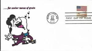 USA 1981 ANIMATED FDC HAND PAINTED RICHARD ELLIS FLAG & ANTHEM + CACHET - Picture 1 of 1