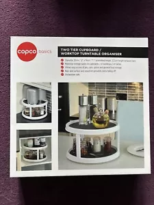 Copco White Lazy Susan Food Storage Solution 2 Tier Turntable Cupboard Two New - Picture 1 of 2