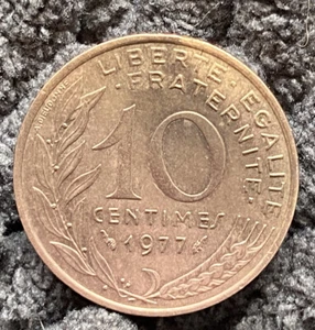 1977 France Ten 10 Centimes Cents French Money World Coins - Picture 1 of 2