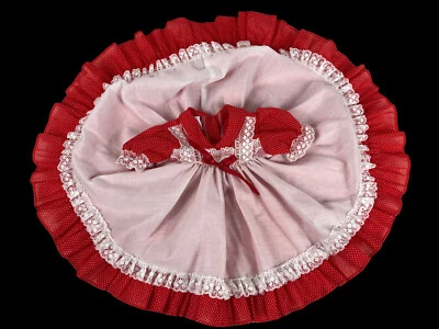 Mini World Baby Girl Dress Red Full Circle Southern Belle Lace Newborn Party VTG - Image 1 of 4