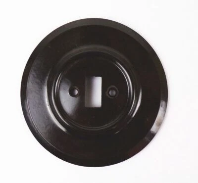 Interruptor de luz de cubierta antigua redondo negro interruptor de pared baquelita pieza de repuesto Foto 1 de 2