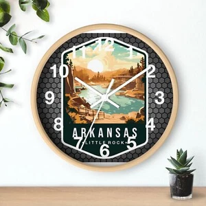  State Of Arkansas Skyline Kunst Wanduhr mit einem Vollholz 3D Rahmen Zeitmesser - Bild 1 von 19