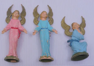 3 VINTAGE FONTANINI CHRISTMAS NATIVITY ANGEL FIGURINES, STANDING & KNEELING - Picture 1 of 9