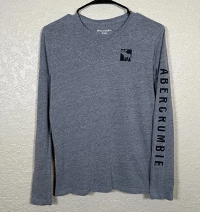 Abercrombie & Fitch Kids Long Sleeve Gray Logo T-Shirt Boys Size 15-16 - Picture 1 of 6