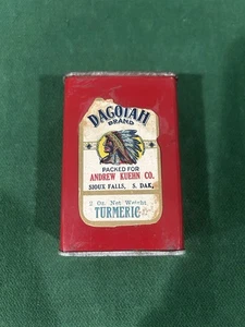 VTG Rare DAGOTAH Andrew Kuehn Co Sioux Falls So Dak Turmeric Spice Tin Paper Lbl - Picture 1 of 6