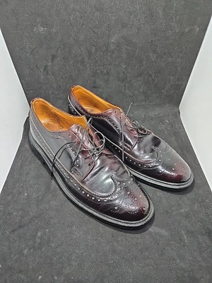 Thom McAn Bootmaster Long Wingtip  Black Cherry Leather Men's Derby US 10 06365 - Image 1 of 4