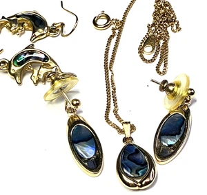 Gold tone Necklace, Match stud Earrings, Match Hook Dolphin Earrings - Picture 1 of 7