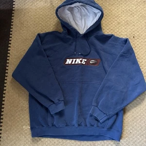 Sudadera con Capucha Vintage Nike Center Swoosh Azul Hecha en EE. UU. Años 90 Travis Scott Talla L - Imagen 1 de 8