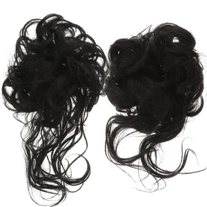 2 Pcs Updo Hair Bun Extensions High Temperature Silk Curly Hairpiece for Women - Picture 1 of 11