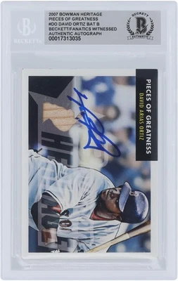 David Ortiz Red Sox Signed 2007 Bowman Heritage Pieces of Greatness BAS Card - Image 1 of 4