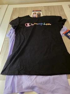 Champion Child Girl's 2-Pack Short Sleeve Logo Tee Shirt Fitted Youth Medium - Picture 1 of 3