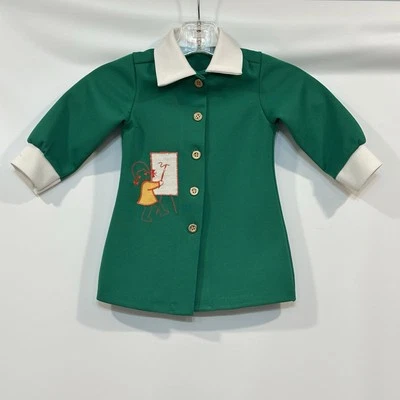 Vtg 60s 70s Hippie Mod Polyester Green 2T Toddler Girls Dress Buffy Mrs Beasley - Image 1 of 4