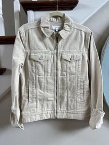 Reiss Zip Through Denim Ecru Cotton Jean Jacket Extra Small Collared Trucker - Picture 1 of 7